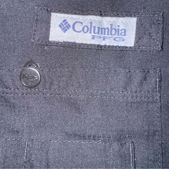📌Columbia Men’s LARGE Black S SLEEVE PFG Button Up Shirt Outdoor Fishing - Picture 5 of 9